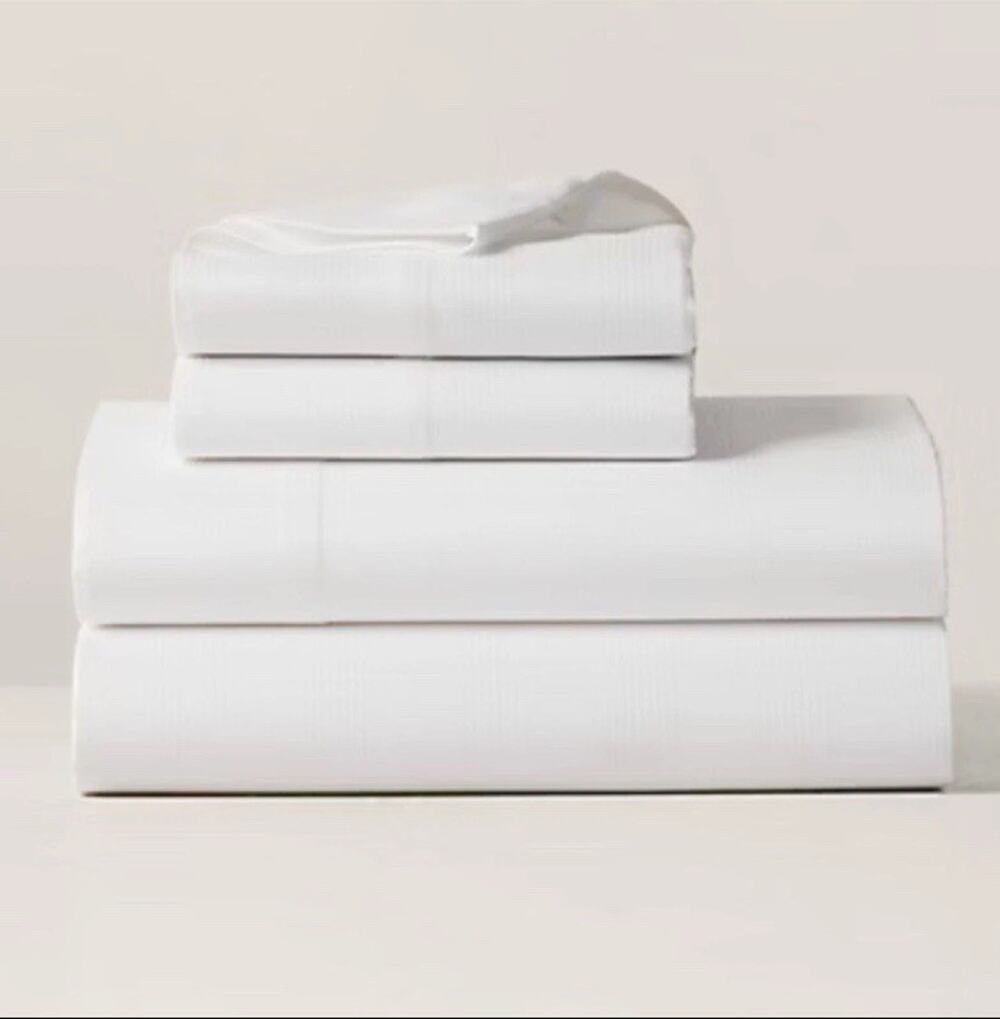 NWT Ralph Lauren Home Organic Cotton Lovan King Fitted Flat Sheet Studio White